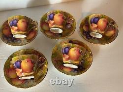 Antique Aynsley Golden Orchard Handpainted Fruit Coffee Pot/5 Cups&Saucers/C&S