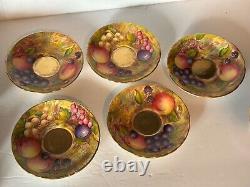 Antique Aynsley Golden Orchard Handpainted Fruit Coffee Pot/5 Cups&Saucers/C&S