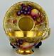 Antique Aynsley Orchard Gold Gilt Cup & Saucer Signed C1939 Still Life Fruits
