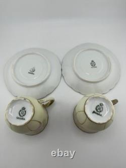 Antique Bavaria Demitasse Cups & Saucers Floral Gold Germany Set of 2