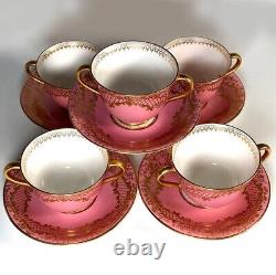 Antique Belle Epoch Raised Gold Enamel Cup & Saucer Set, 1895-1902 Royal Doulton