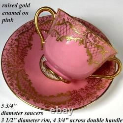 Antique Belle Epoch Raised Gold Enamel Cup & Saucer Set, 1895-1902 Royal Doulton