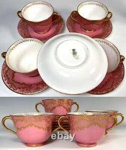 Antique Belle Epoch Raised Gold Enamel Cup & Saucer Set, 1895-1902 Royal Doulton