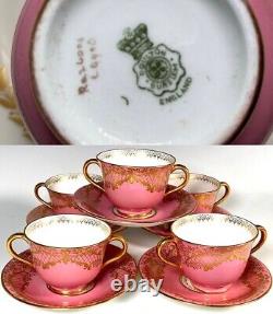 Antique Belle Epoch Raised Gold Enamel Cup & Saucer Set, 1895-1902 Royal Doulton