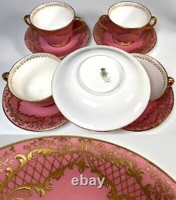 Antique Belle Epoch Raised Gold Enamel Cup & Saucer Set, 1895-1902 Royal Doulton