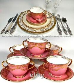 Antique Belle Epoch Raised Gold Enamel Cup & Saucer Set, 1895-1902 Royal Doulton