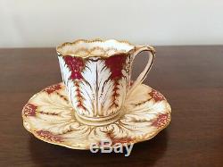 Antique Brown Westhead Moore Cauldon Cranberry & Gold Demitasse Cup & Saucer Set