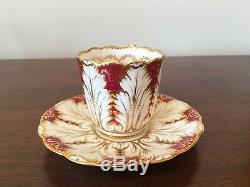 Antique Brown Westhead Moore Cauldon Cranberry & Gold Demitasse Cup & Saucer Set