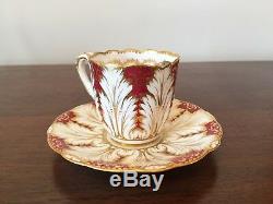 Antique Brown Westhead Moore Cauldon Cranberry & Gold Demitasse Cup & Saucer Set