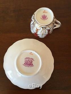 Antique Brown Westhead Moore Cauldon Cranberry & Gold Demitasse Cup & Saucer Set