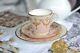 Antique Brown Westhead And Moore Cup Saucer Plate Trio Gold Pale Peach Stunning