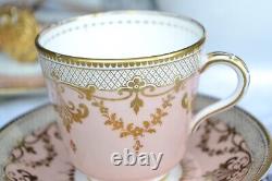 Antique Brown Westhead and Moore Cup Saucer Plate Trio Gold Pale Peach Stunning