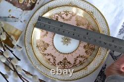 Antique Brown Westhead and Moore Cup Saucer Plate Trio Gold Pale Peach Stunning