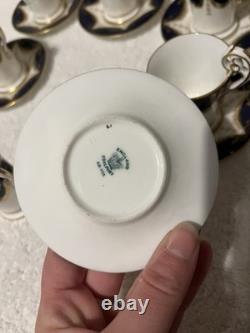 Antique COALPORT Demitasse Cup & Saucer GOLD COBALT BLUE x 6