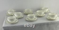 Antique COALPORT England Bouillon Cups & Saucers Set of 8 White and Gold