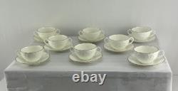 Antique COALPORT England Bouillon Cups & Saucers Set of 8 White and Gold