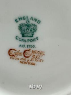 Antique COALPORT England Bouillon Cups & Saucers Set of 8 White and Gold