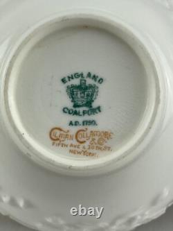 Antique COALPORT England Bouillon Cups & Saucers Set of 8 White and Gold