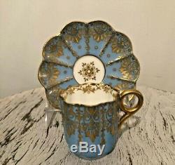 Antique COALPORT England Demitasse Cup & Saucer Gold Gilt Ovington Brothers