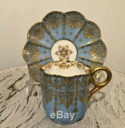 Antique COALPORT England Demitasse Cup & Saucer Gold Gilt Ovington Brothers