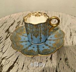 Antique COALPORT England Demitasse Cup & Saucer Gold Gilt Ovington Brothers