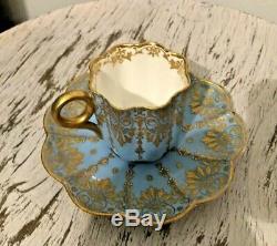 Antique COALPORT England Demitasse Cup & Saucer Gold Gilt Ovington Brothers