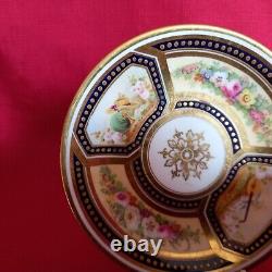 Antique Cabinet Tea Cup & Saucer, Cherub & Floral Design Cobalt Blue & Gold Gilt