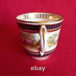 Antique Cabinet Tea Cup & Saucer, Cherub & Floral Design Cobalt Blue & Gold Gilt