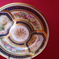 Antique Cabinet Tea Cup & Saucer, Cherub & Floral Design Cobalt Blue & Gold Gilt