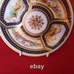 Antique Cabinet Tea Cup & Saucer, Cherub & Floral Design Cobalt Blue & Gold Gilt