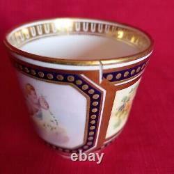 Antique Cabinet Tea Cup & Saucer, Cherub & Floral Design Cobalt Blue & Gold Gilt