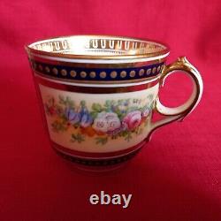 Antique Cabinet Tea Cup & Saucer, Cherub & Floral Design Cobalt Blue & Gold Gilt