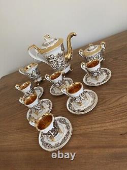 Antique Capodimonte Coffee Set 6 Cups And Saucers Good Condition 22K GOLD