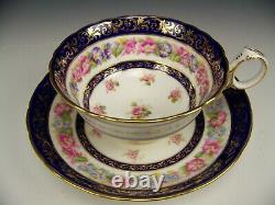 Antique Cauldon Morning Glory Cobalt Blue Gold Tea Cup & Saucer For Tiffany & Co