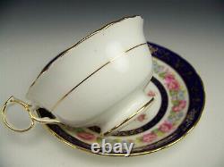 Antique Cauldon Morning Glory Cobalt Blue Gold Tea Cup & Saucer For Tiffany & Co