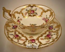 Antique Cauldon Tea Cup & Saucer, Floral, Gilded