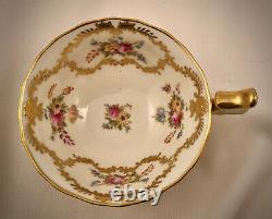 Antique Cauldon Tea Cup & Saucer, Floral, Gilded