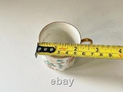 Antique Chinese Floral Hand Painted Gold Gilt Set Of 5 Cups And Saucers