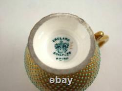Antique Coalport Cup & Saucer Emerald green Turquoise Gold ENGLAND Tea Coffee