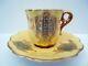 Antique Coalport Cup Saucer Jeweled Beaded Dainty Yellow Turquoise Gold Hp 1890