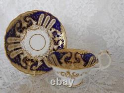 Antique Coalport Exquisite Tea Cup & Saucer Set Gold Blue Circ 1840-180