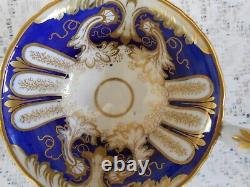 Antique Coalport Exquisite Tea Cup & Saucer Set Gold Blue Circ 1840-180