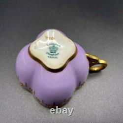 Antique Coalport Gold Painted and Jeweled Violet Demitasse Tea Cup & Saucer