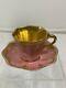Antique Coalport Gold&pink Demitasse Tea Cup & Saucer