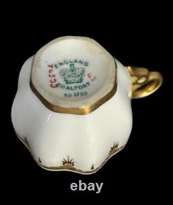 Antique Coalport Gold & White Demitasse Cups & Saucers Ovington Bros. Set Of 5