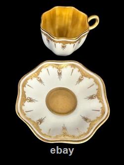 Antique Coalport Gold & White Demitasse Cups & Saucers Ovington Bros. Set Of 5