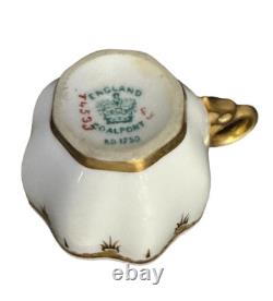 Antique Coalport Gold & White Demitasse Cups & Saucers Ovington Bros. Set Of 5