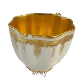 Antique Coalport Gold & White Demitasse Cups & Saucers Ovington Bros. Set Of 5
