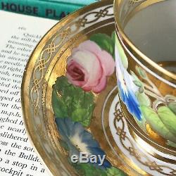 Antique Coalport Marquess of Anglesey cup and saucer circa 1820. Gold floral