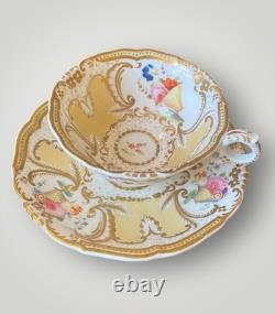 Antique Coalport Porcelain Tea Cup & Saucer c. 1830, Hand Painted Gilt Pattern 98